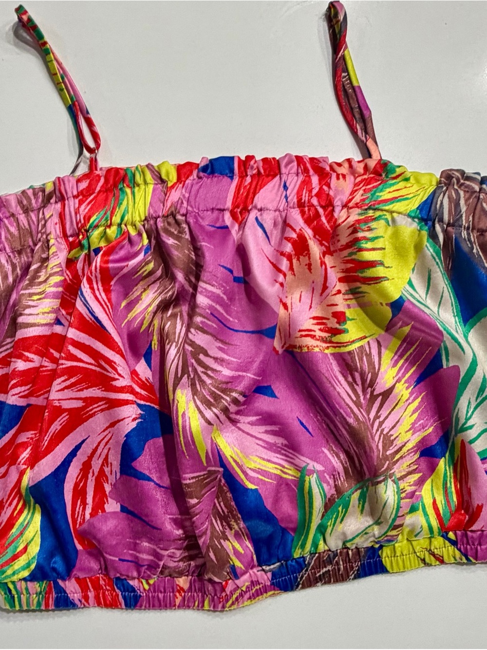 Sienna Sky Pink Multi Tropical Print Crop Tank